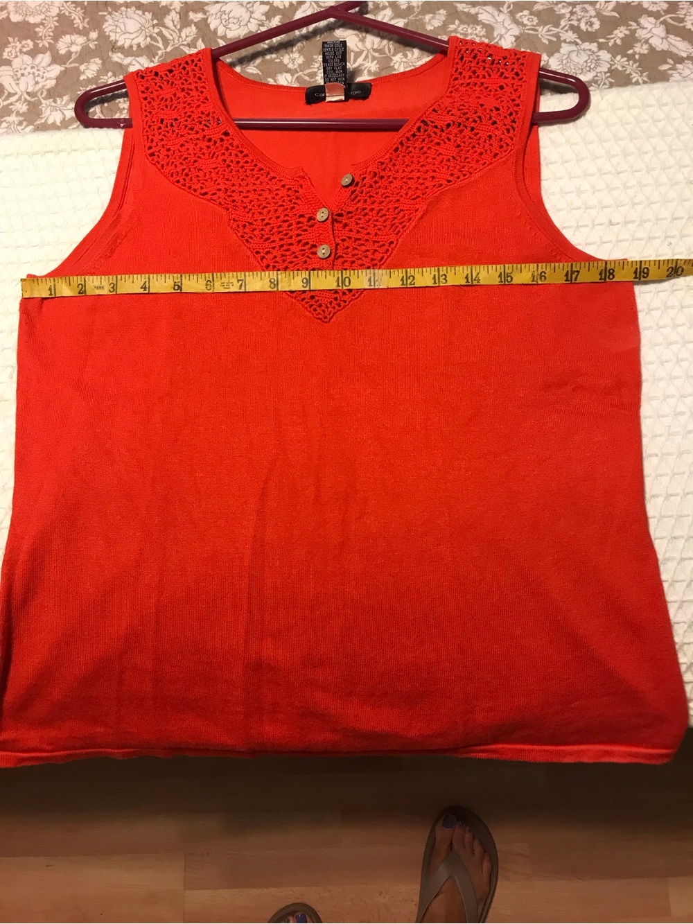 Cable & Gauge Orange Crochet-Trim Sleeveless Tank - Picture 6 of 6
